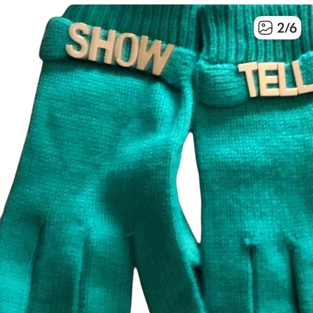 Emerald Green knit gloves SHOW & TELL there are a few pulls although